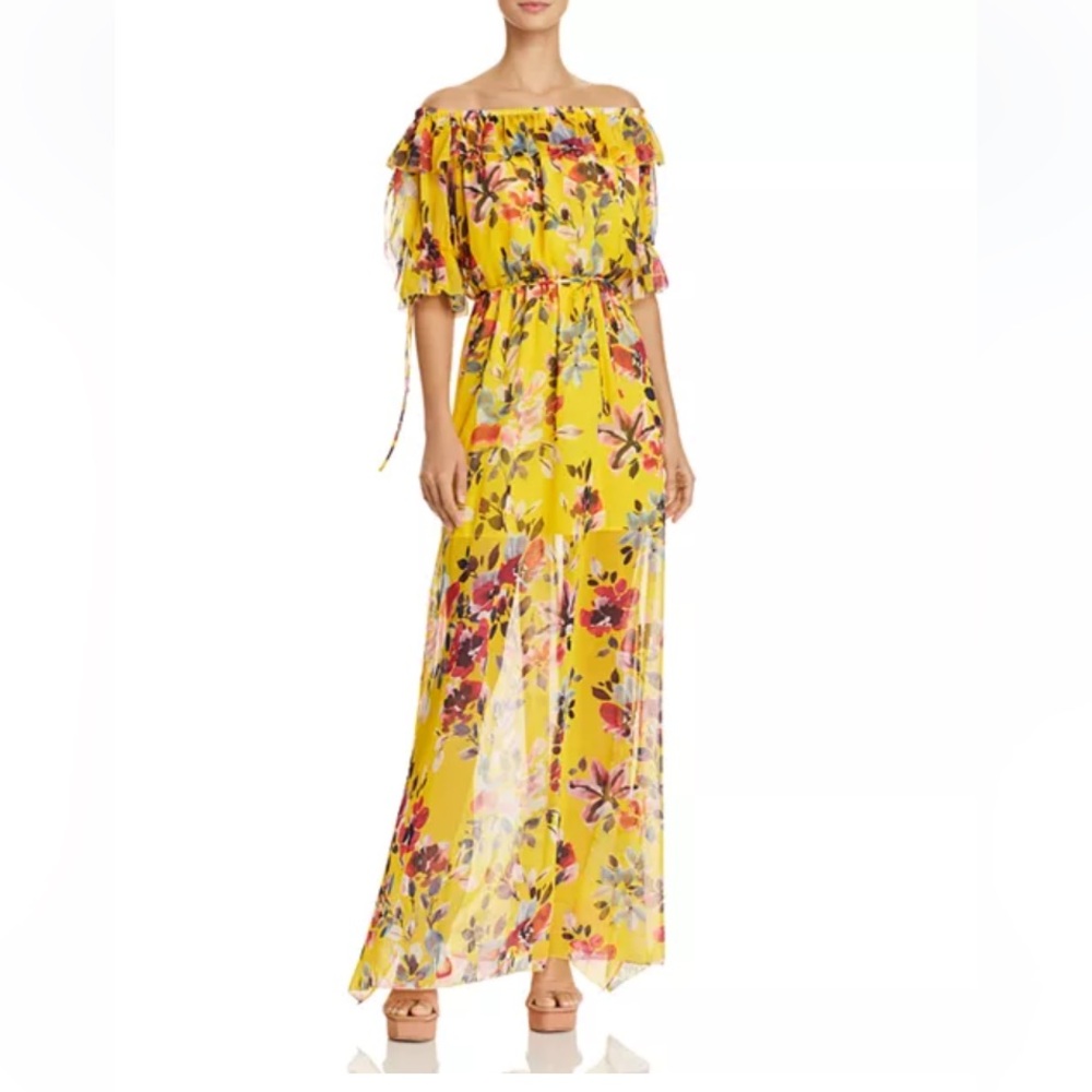 French Connection Linosa Off-the-Shoulder Floral-Print‎ Maxi Dress Size 2